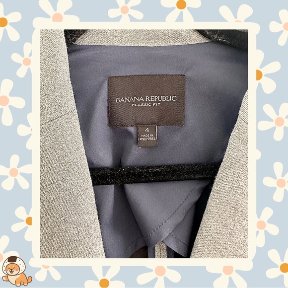 Banana Republic Grey Equestrian Blazer Jacket, Sz 4 - Picture 9 of 13